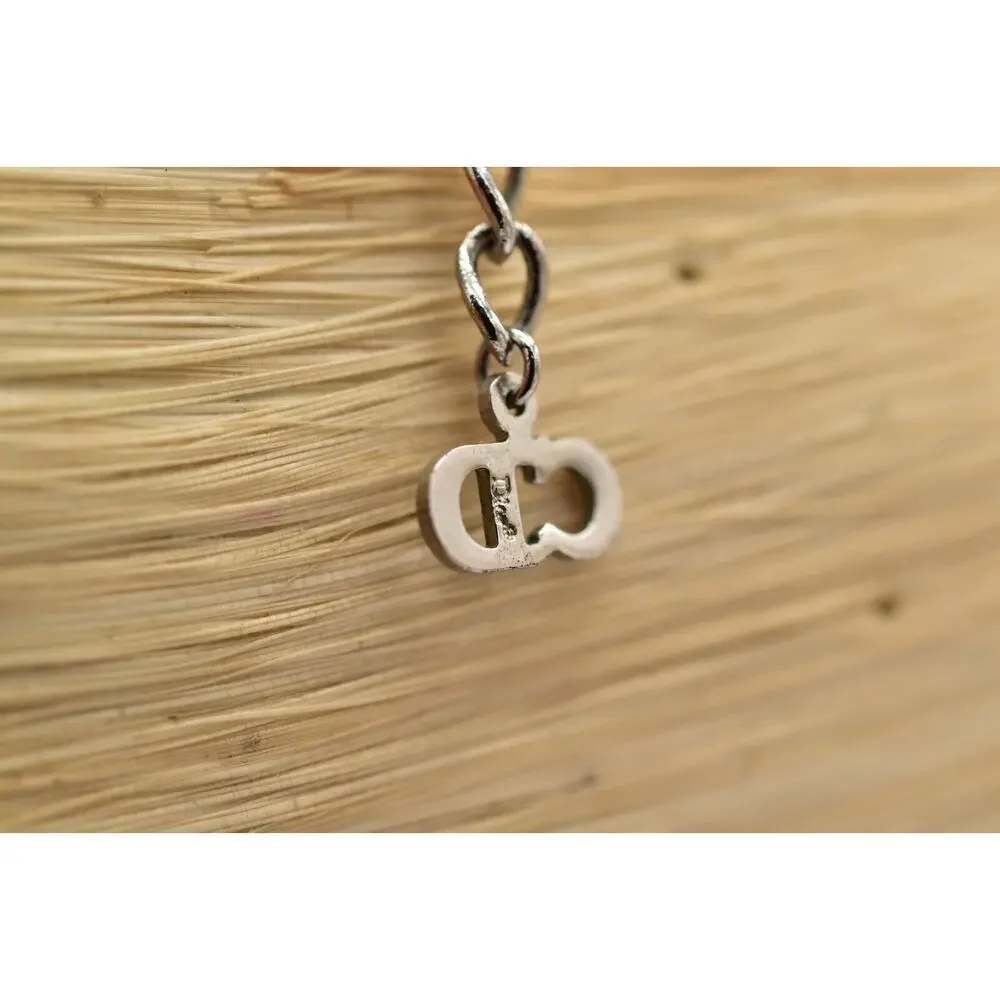 Christian Dior Vintage Block Logo Necklace Pendant Charm CD Silver Signed BinBJ